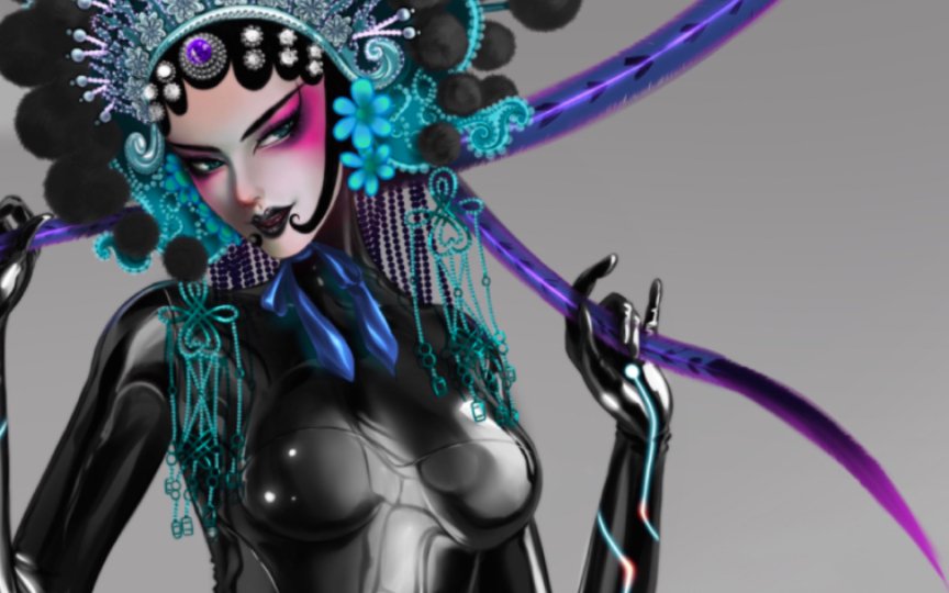 【procreate】国潮插画 胶衣黑旦 绘画过程