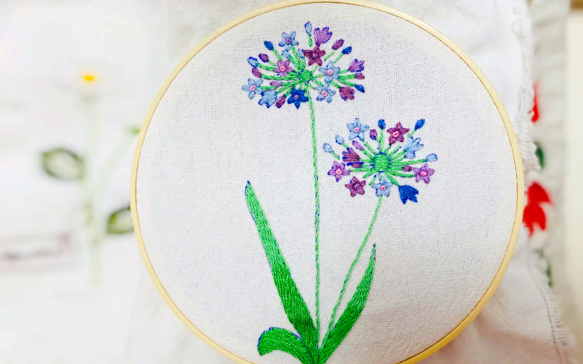 类似星星的花朵怎么绣?用雏菊绣 直线绣完美呈现