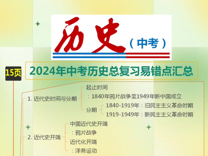 2024年中考历史总复习易错点汇总哔哩哔哩bilibili