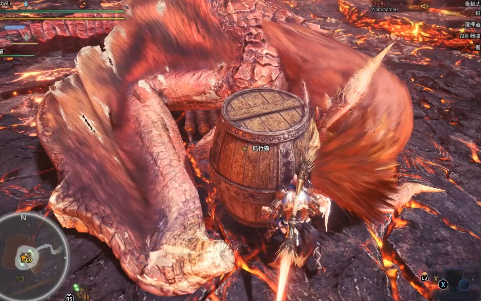 【怪物猎人世界】骚虫棍调查炎王龙(正面吃大就很舒服)_哔哩哔哩_bili