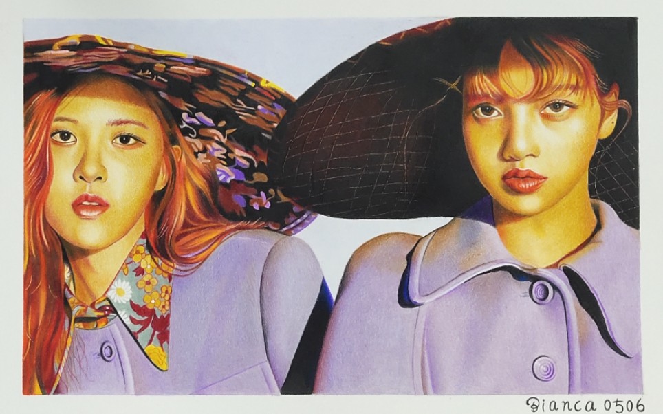 手绘彩铅写实人物blackpink-rose朴彩英&lisa 完成_哔哩哔哩_bilibili