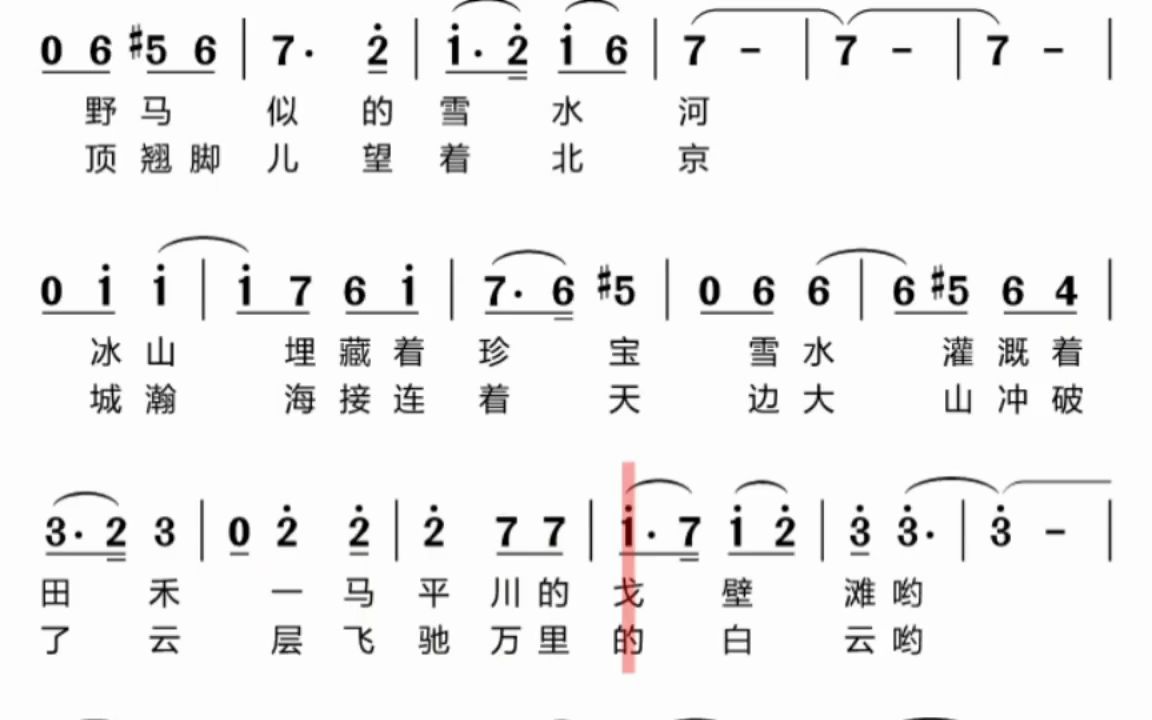 [图]君哥带你轻松学简谱《高原之歌》，冰山上的雪莲插曲非常经典好听