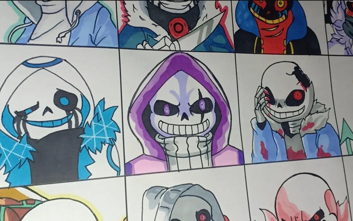 根据12个不同的au绘制sans | undertale_哔哩哔哩_bilibili