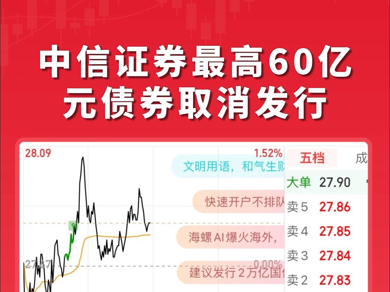 中信证券最高60亿元债券取消发行哔哩哔哩bilibili