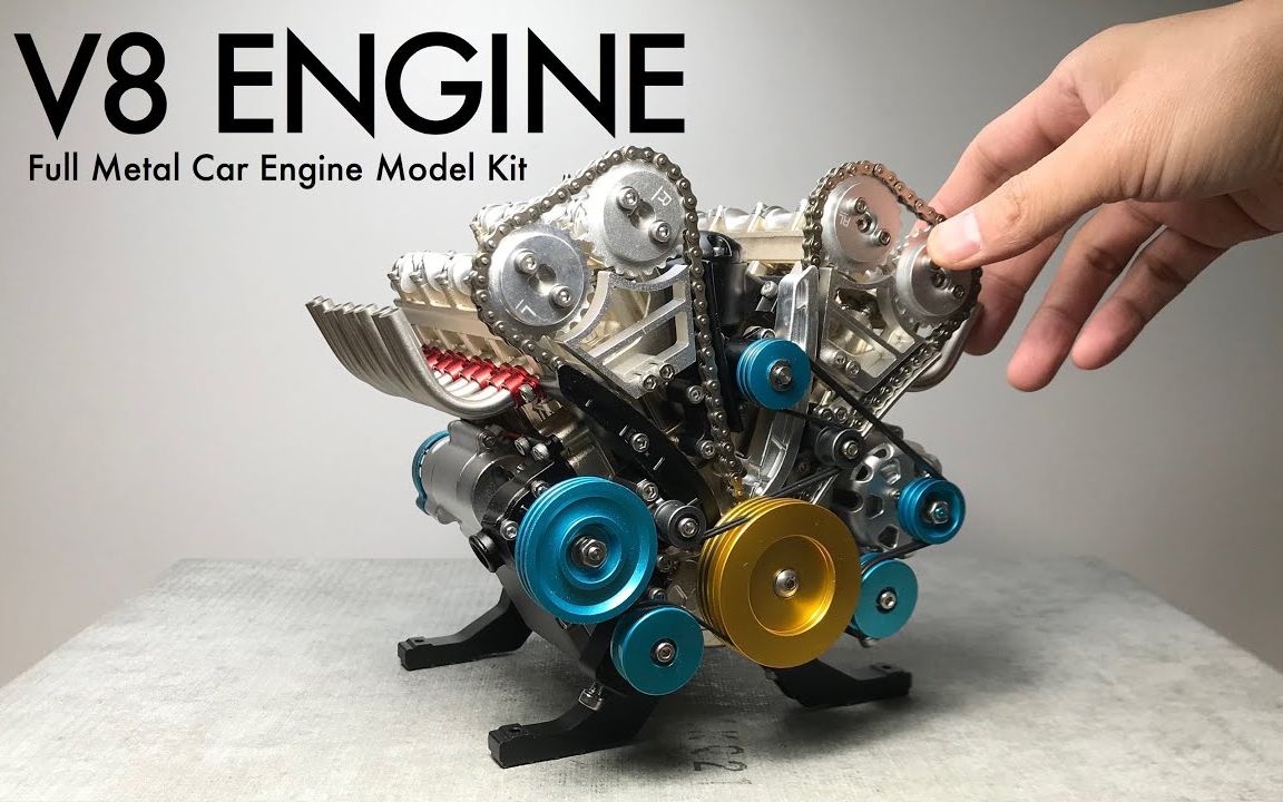 v8发动机模型套件组装,全金属汽车发动机模型套件-雨森纳林森-汽车