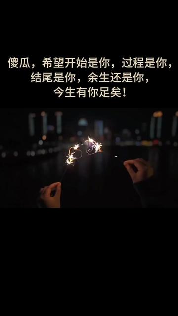 傻瓜,希望开始是你,过程是你, 结尾是你,余生还是你, 今生有你足矣!