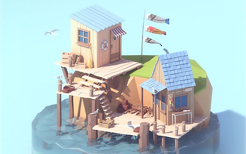 lowpoly风格的海岛