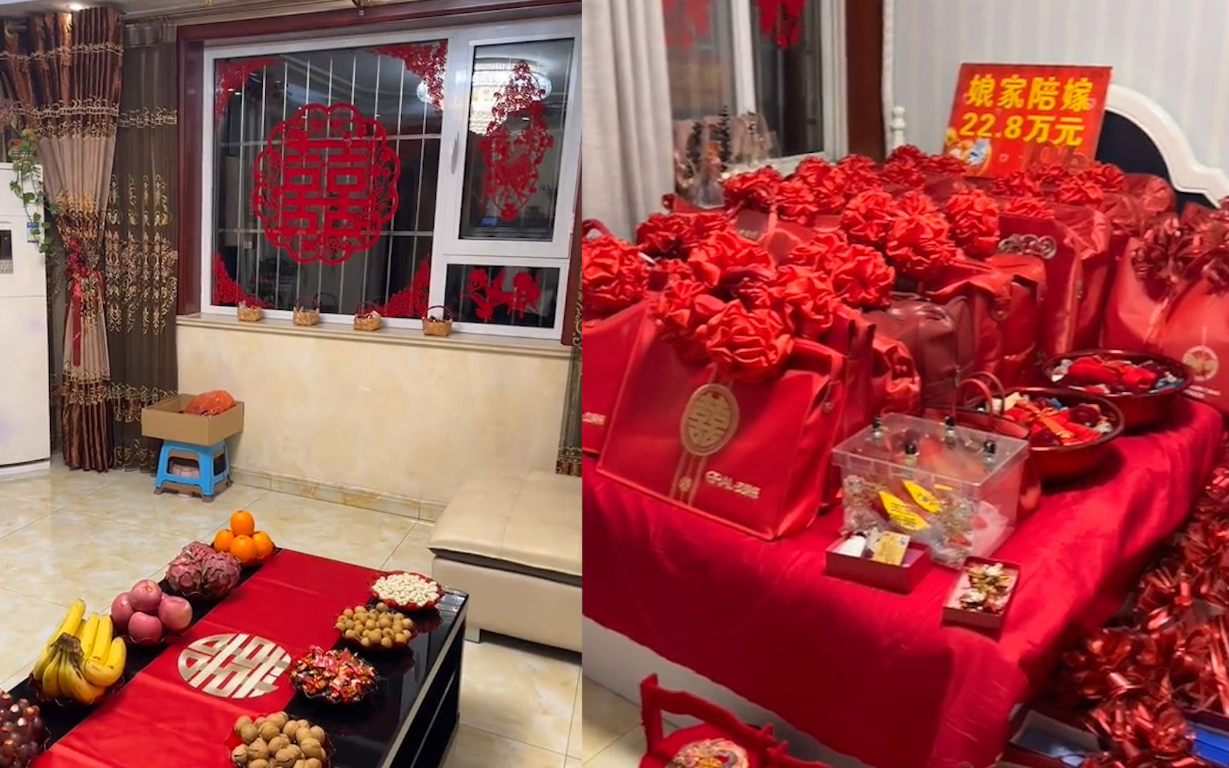女生出嫁前晒家中布置228万嫁妆引人瞩目娘家是坚实的后盾