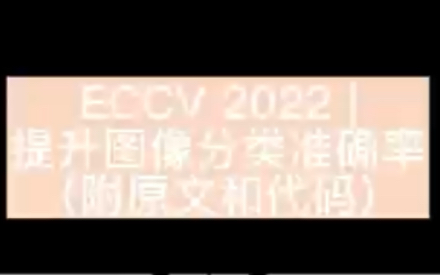 ECCV 2022 | 提升图像分类准确率(附原文和代码)哔哩哔哩bilibili