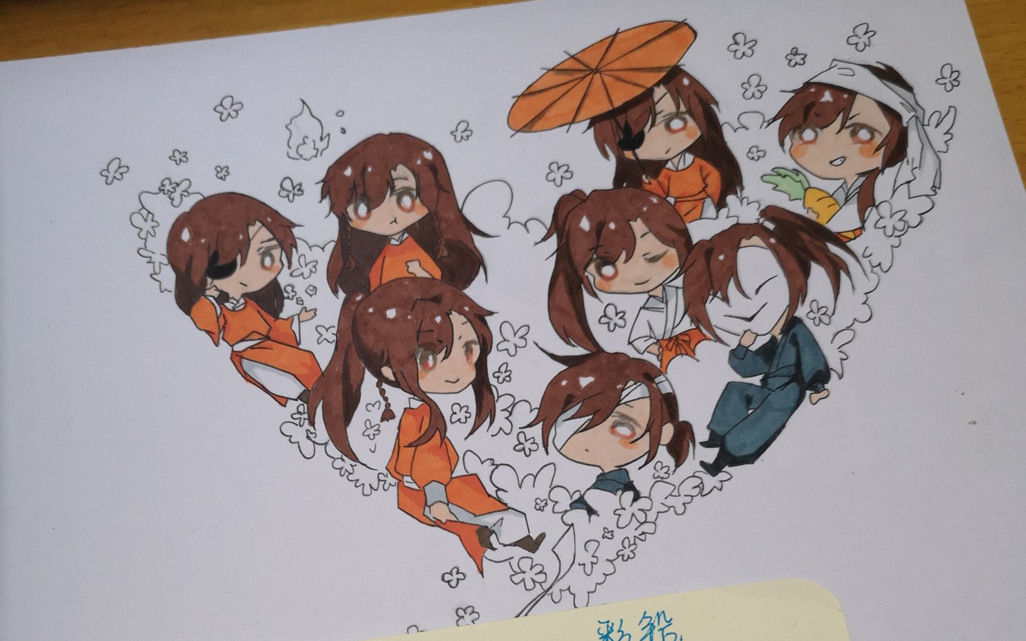 【天官赐福花城】马克笔 彩铅上色过程