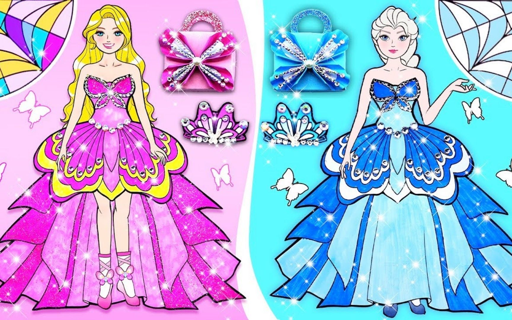 剪纸动画:粉色公主裙vs蓝色公主裙比拼大赛,你会选择哪一款?