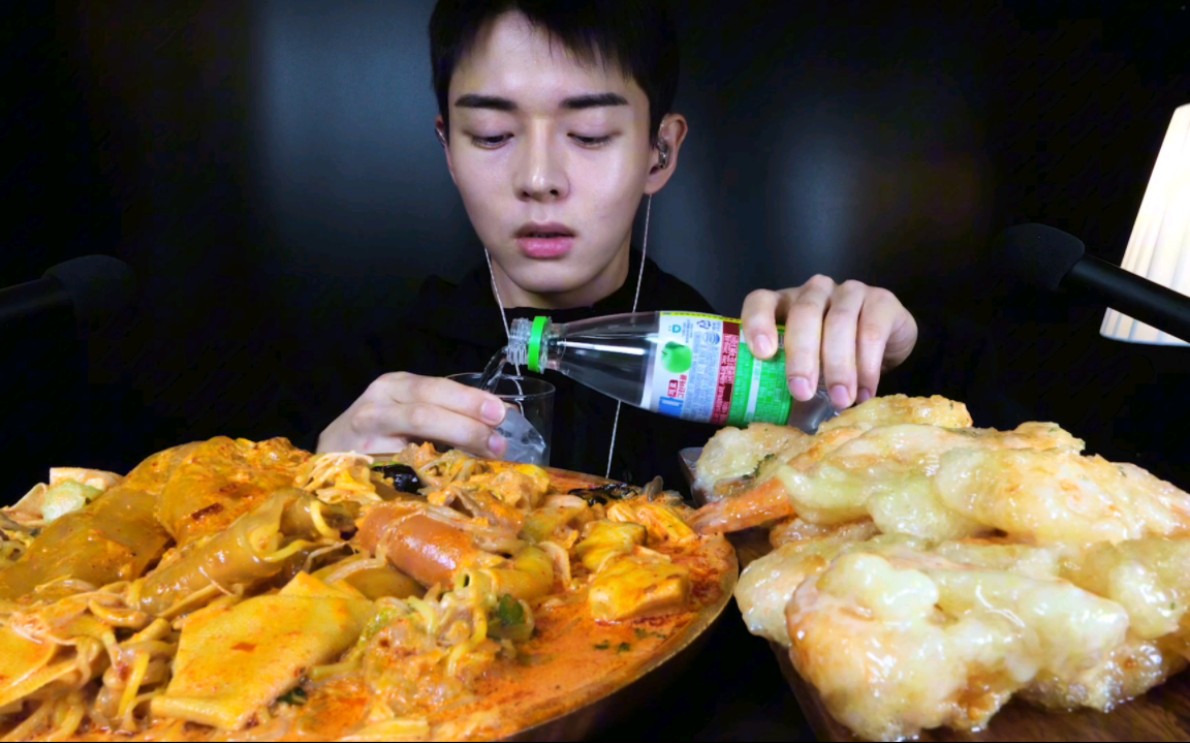 【chansori吃播】麻辣玫瑰粉条,奶油炸虾|asmr