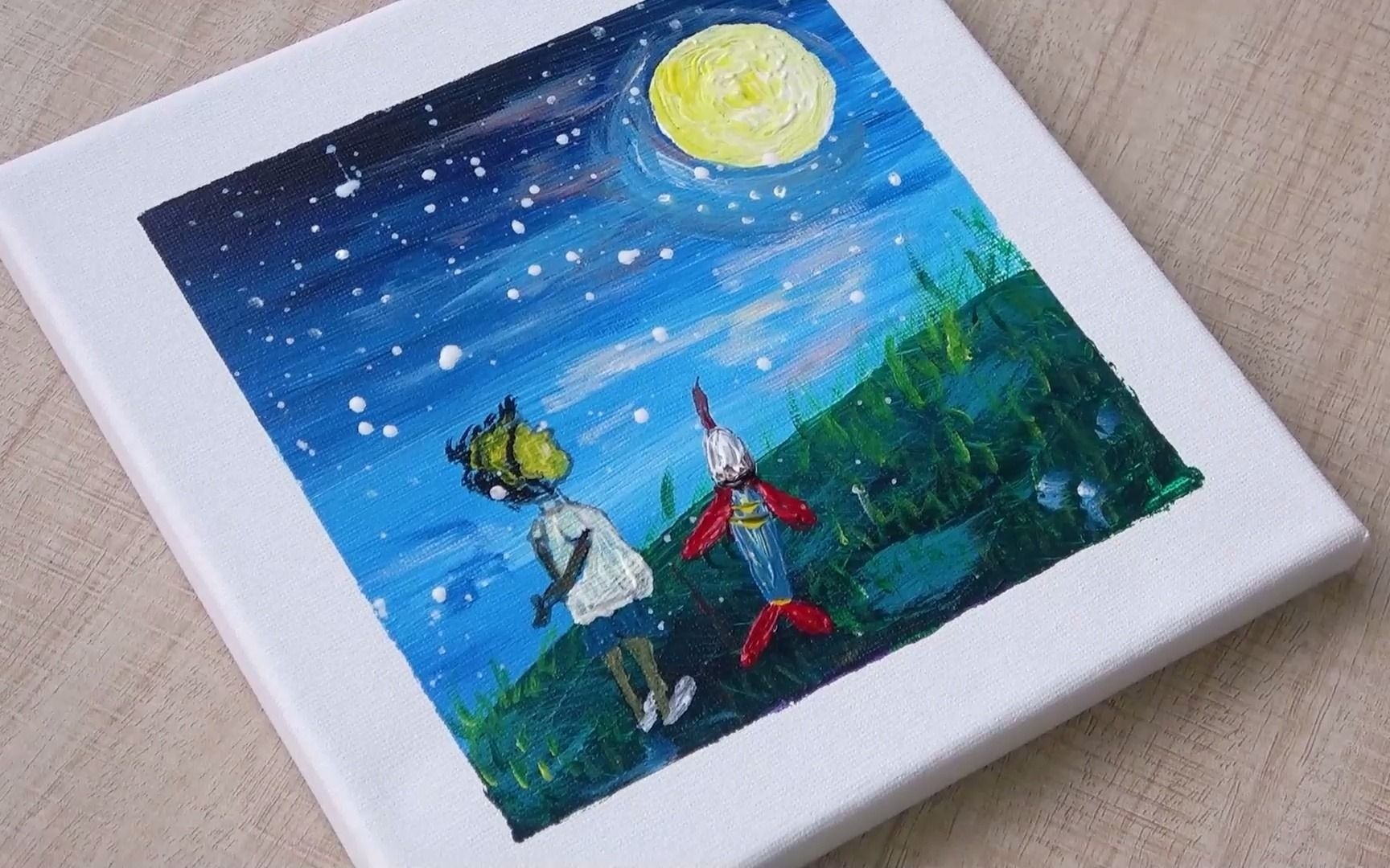 星空男孩丙烯画