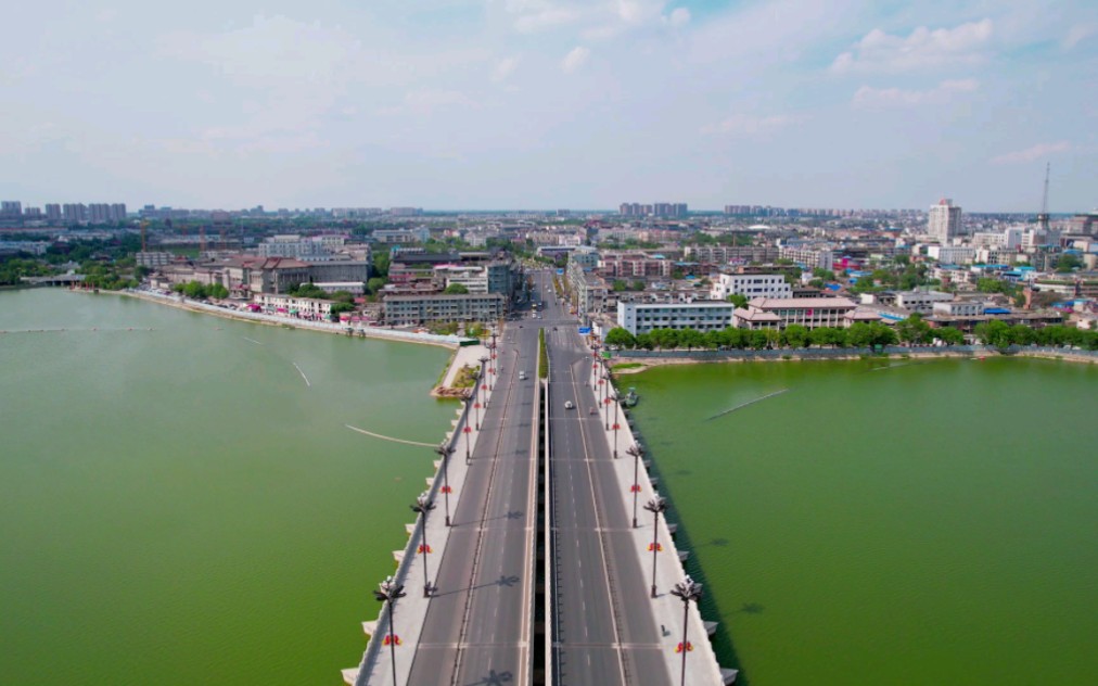 航拍开封迎宾路夏日美丽街景