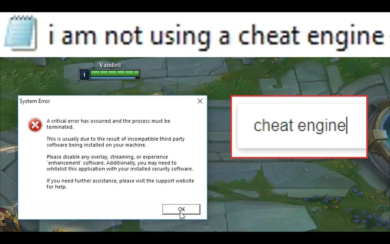 当你在玩英雄联盟时 打开谷歌搜索Cheat Engine修改器会怎样?哔哩哔哩bilibili