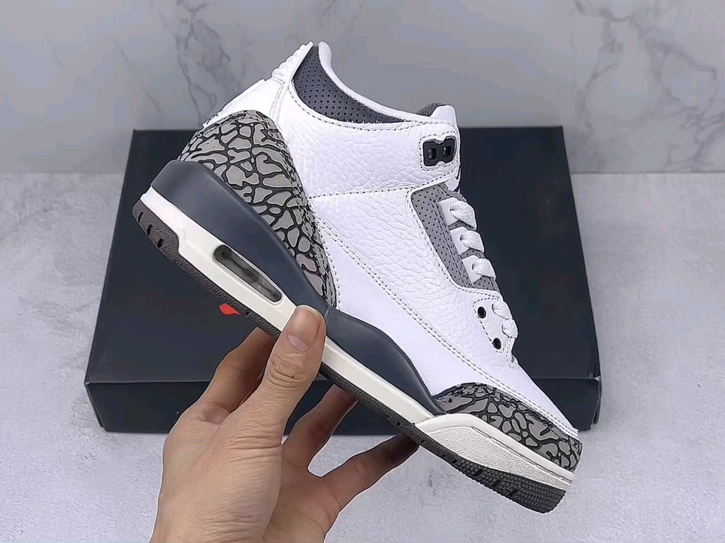 实拍视频乔丹 aj3 爆裂纹 白黑灰 air jordan 3 retro tinker nrgj