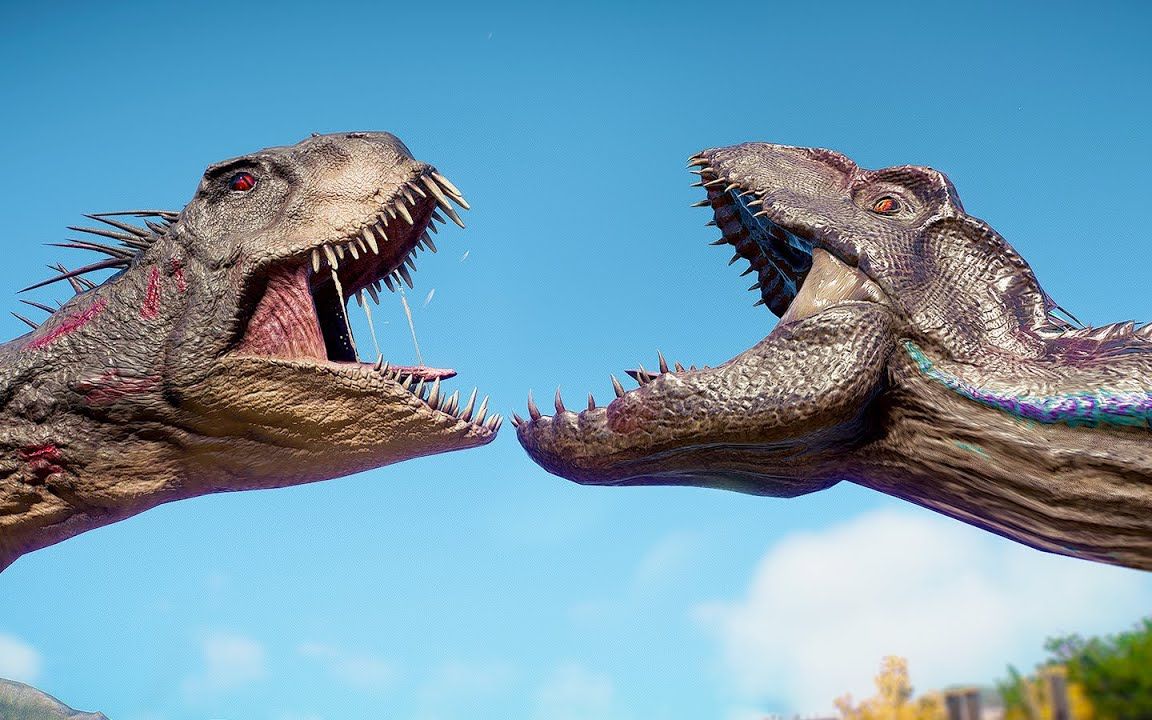 暴虐迅猛龙 vs 天蝎霸王龙 vs 牛龙 侏罗纪世界:进化2电影级场面