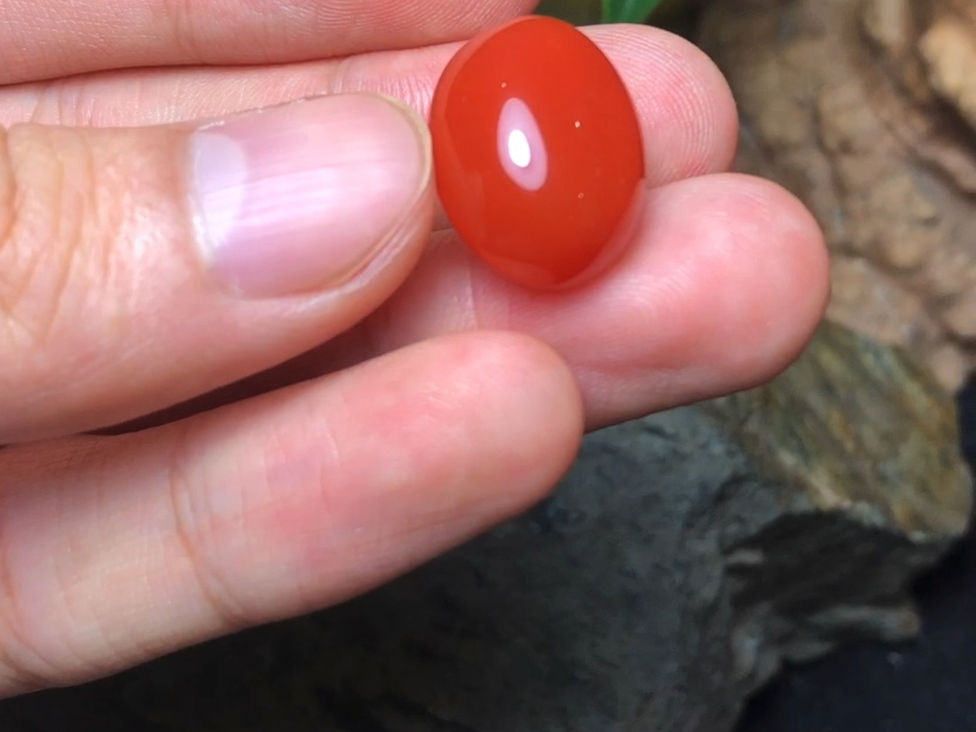 精品保山南红戒面!颜色柿子红偏红!