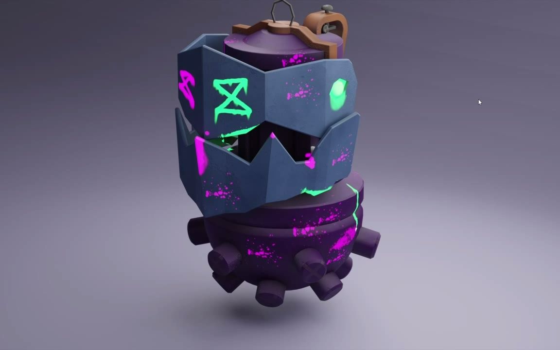 【rrcg】blender和substance painter科幻游戏手榴弹制作视频教程