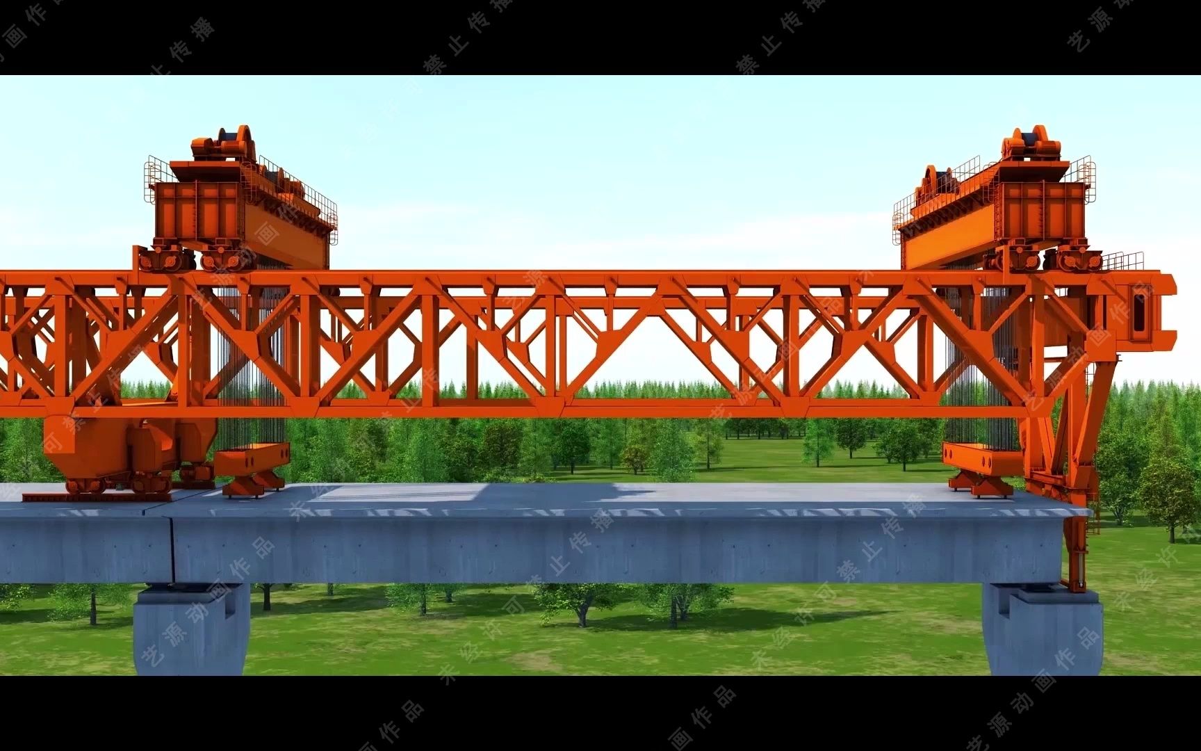 穿巷式架桥机施工动画图片