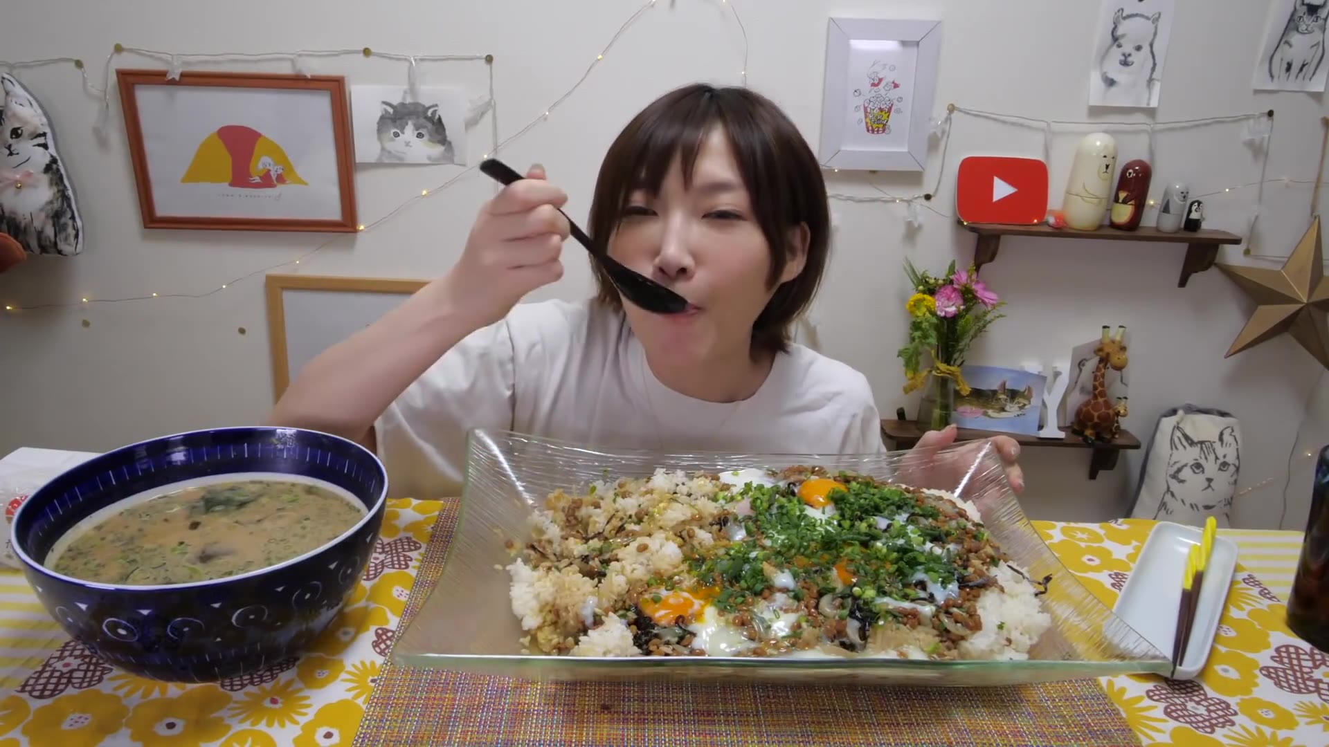 大胃王木下由香 鱿鱼纳豆饭