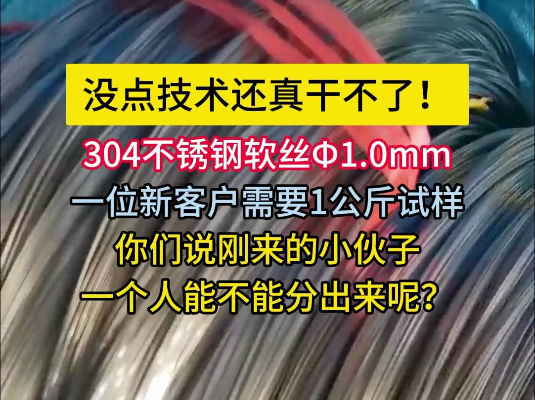 没点技术还真干不了!304不锈钢软丝.0mm规格,一位新客户需要1公斤试样,你们说刚来的小伙子一个人能不能分出来呢?哔哩哔哩bilibili