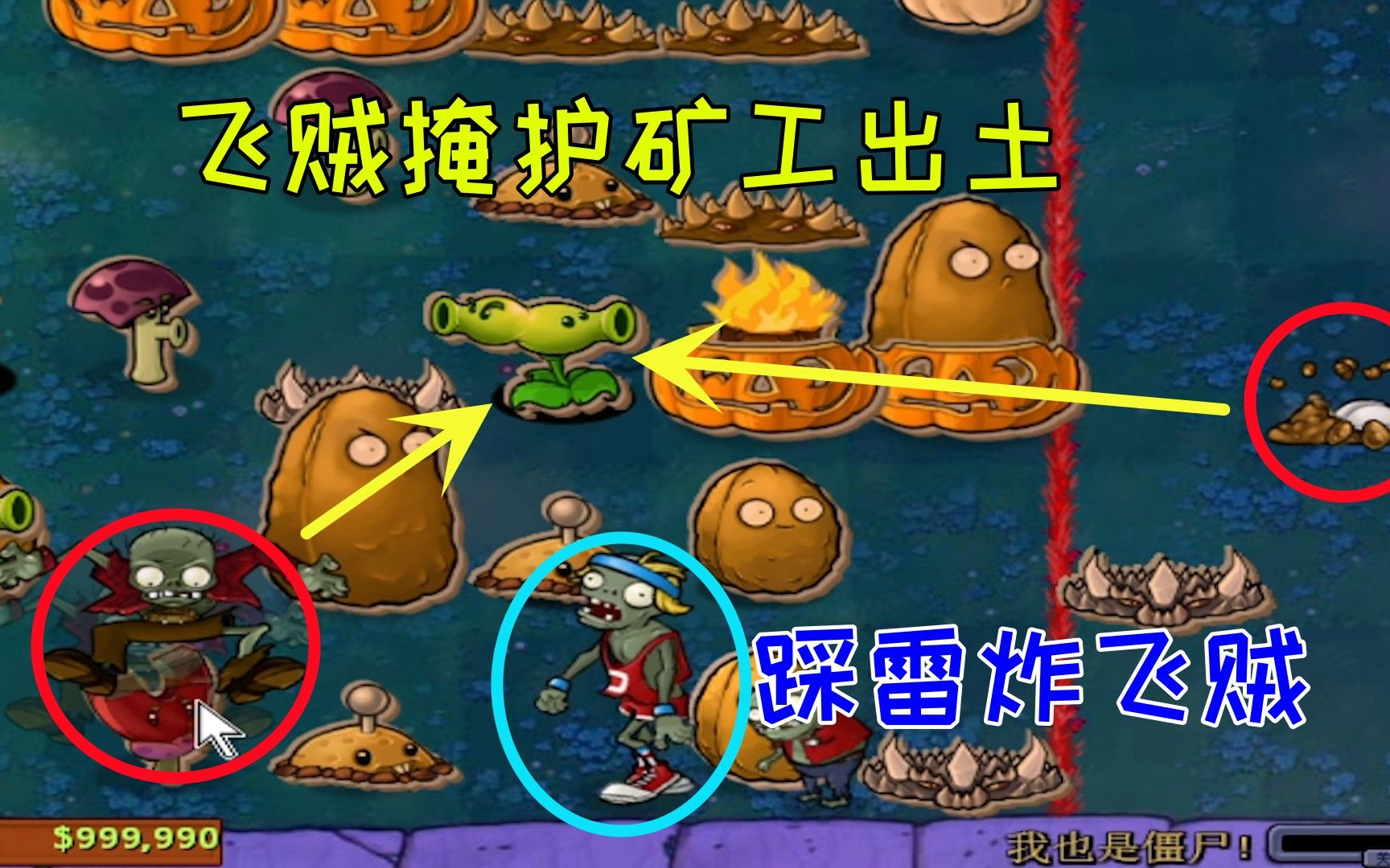 植物大战僵尸:"内鬼撑杆"炸飞贼,保磁力菇只为让矿工出土!