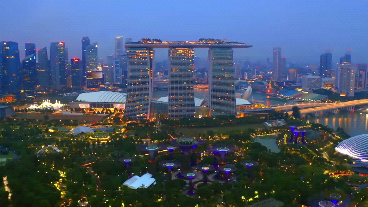 1航拍新加坡城市夜景