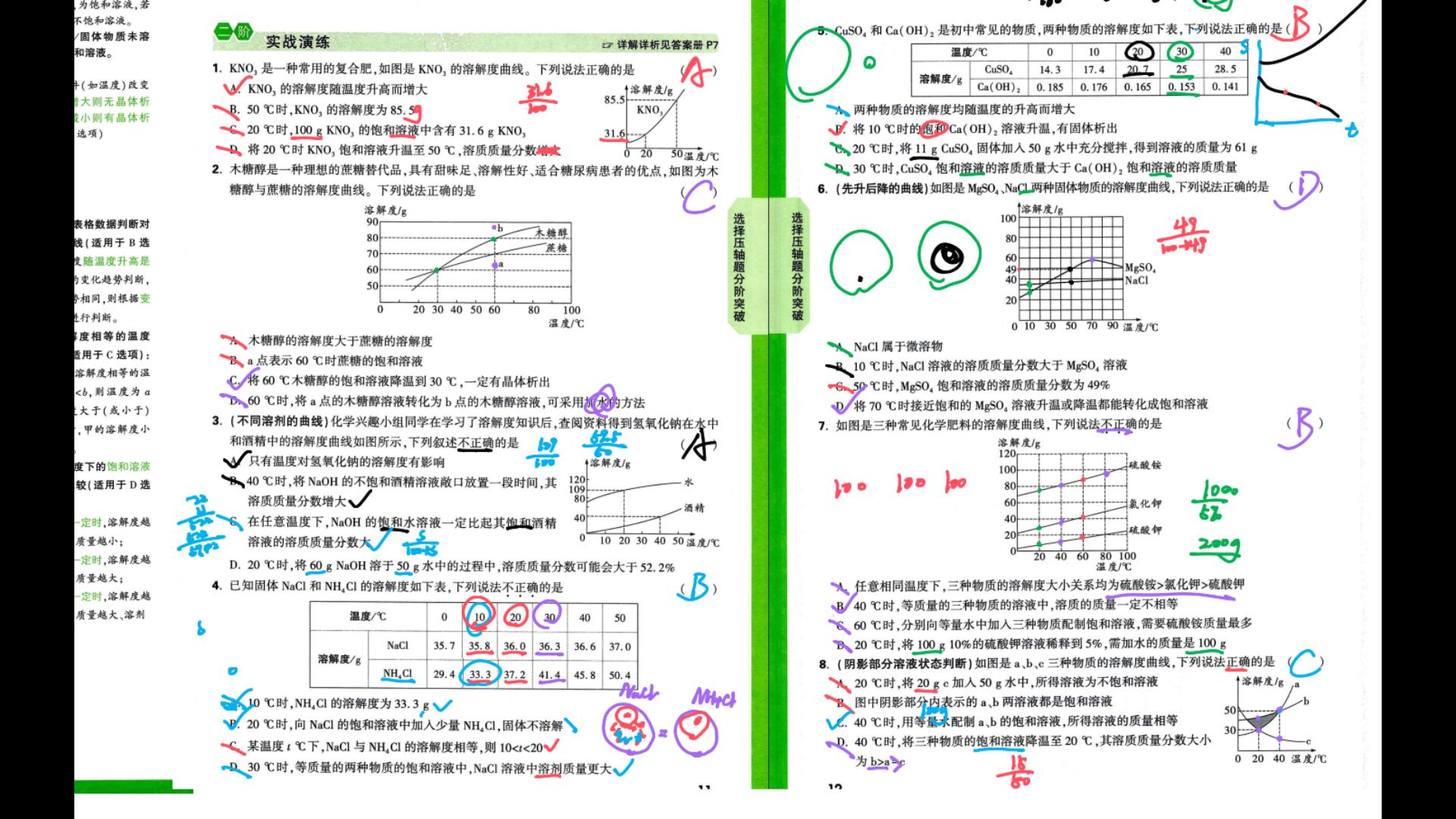 [图]2023版万唯中考化学压轴题 溶解度及应用