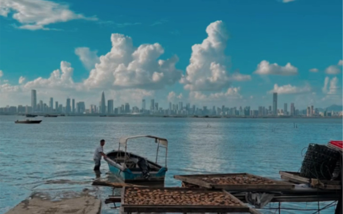 [图]#ShenzhenBay and #Shekou across the river. 🇨🇳🧡🍀🚤🌅