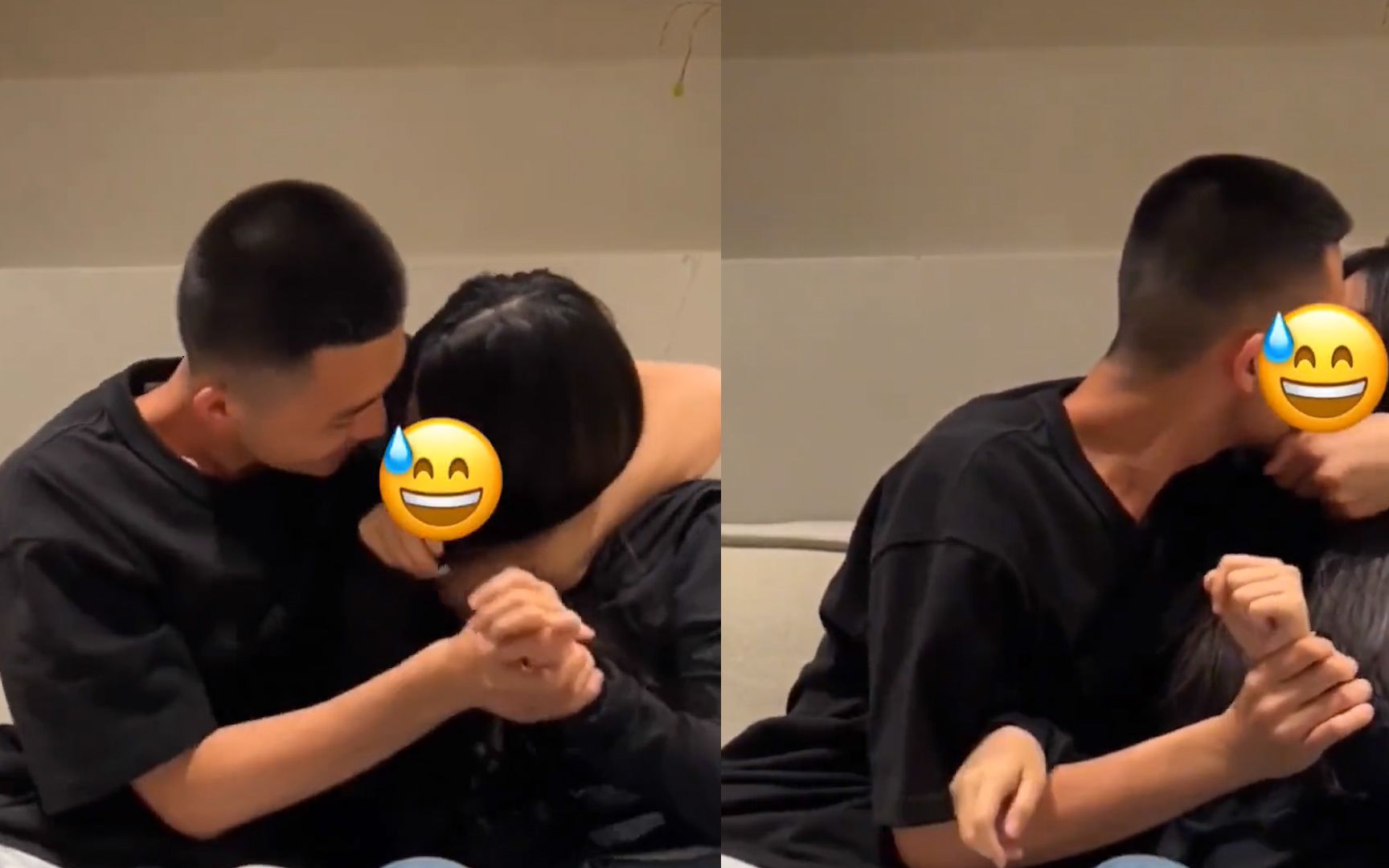 女生在家跟男友"打架",不料被男友锁喉后亲到没脾气,网友看呆