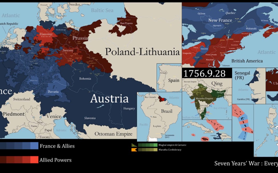 【历史地图】七年战争每日战线变化