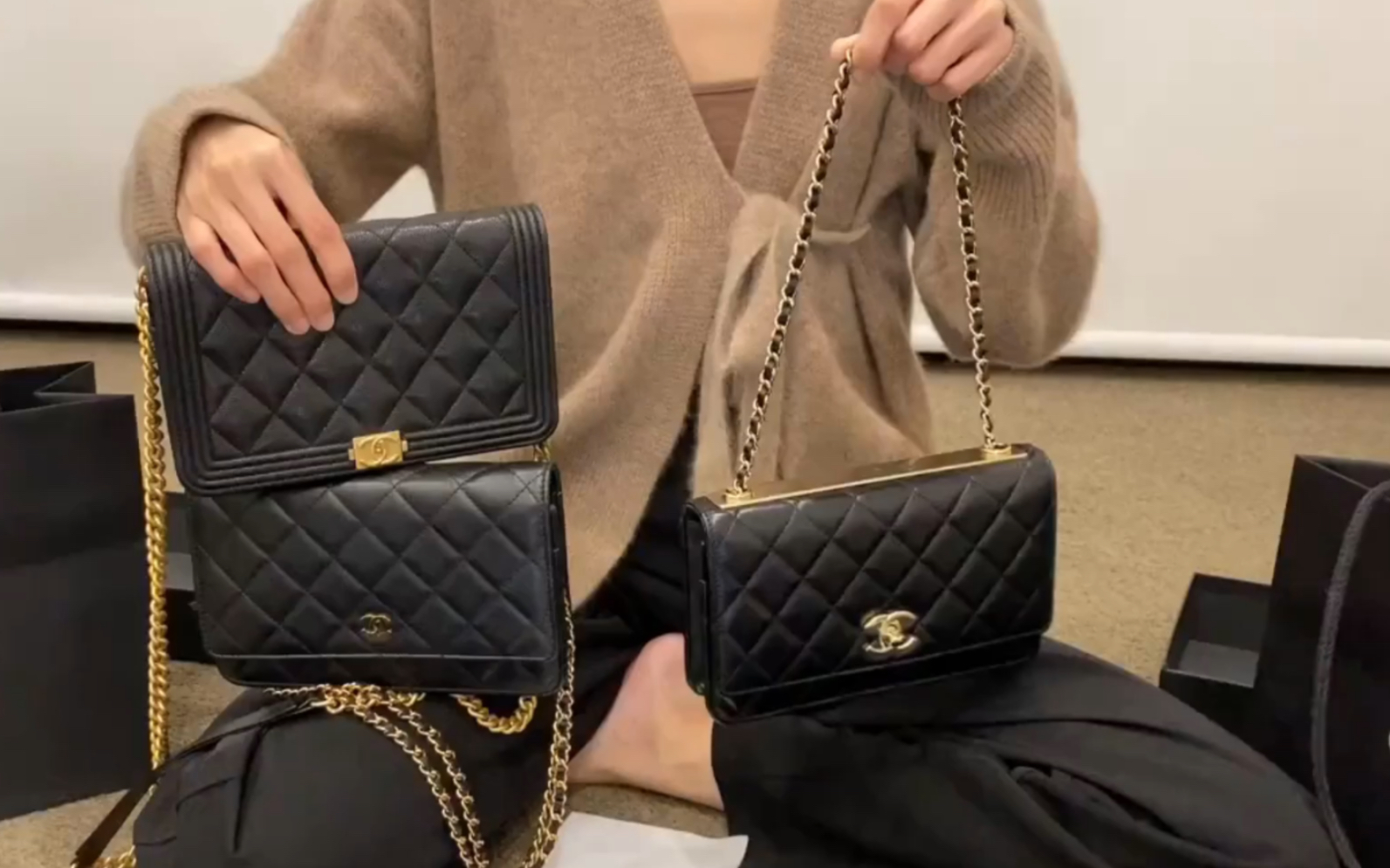 香奈儿chanel开箱cf leboy trendy cc woc