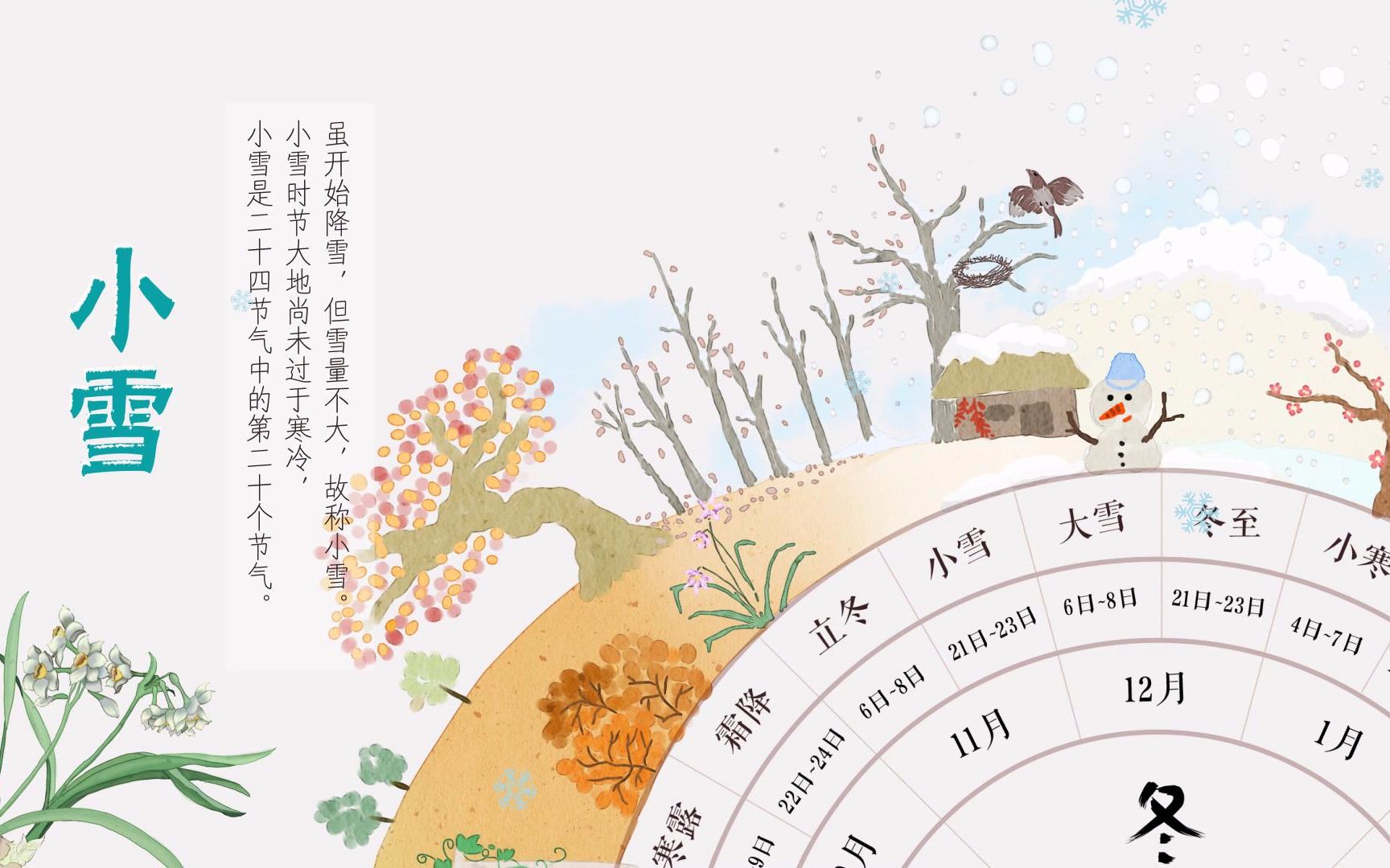 24节气手作小雪松果小企鹅地寒未甚气寒将雪