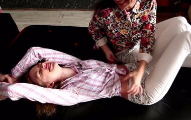 double tickling- mother and daughter - feet tickle