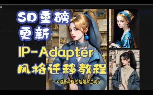 Download Video: （附必要文件资源）SD重磅更新！IP-Adapter 实操演示！一张图就能实现画风迁移！