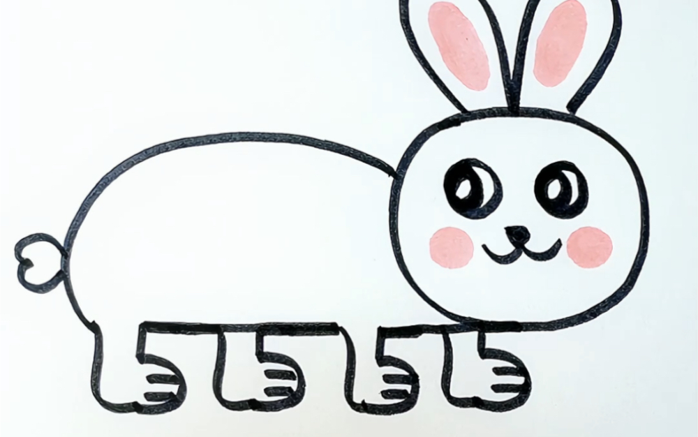 四个5画小白兔,三岁小孩都能学会,快跟我学起来吧