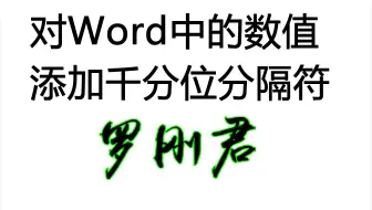 对Word中的数值批量添加千分位分隔符，Word插件 Word精灵，罗刚君