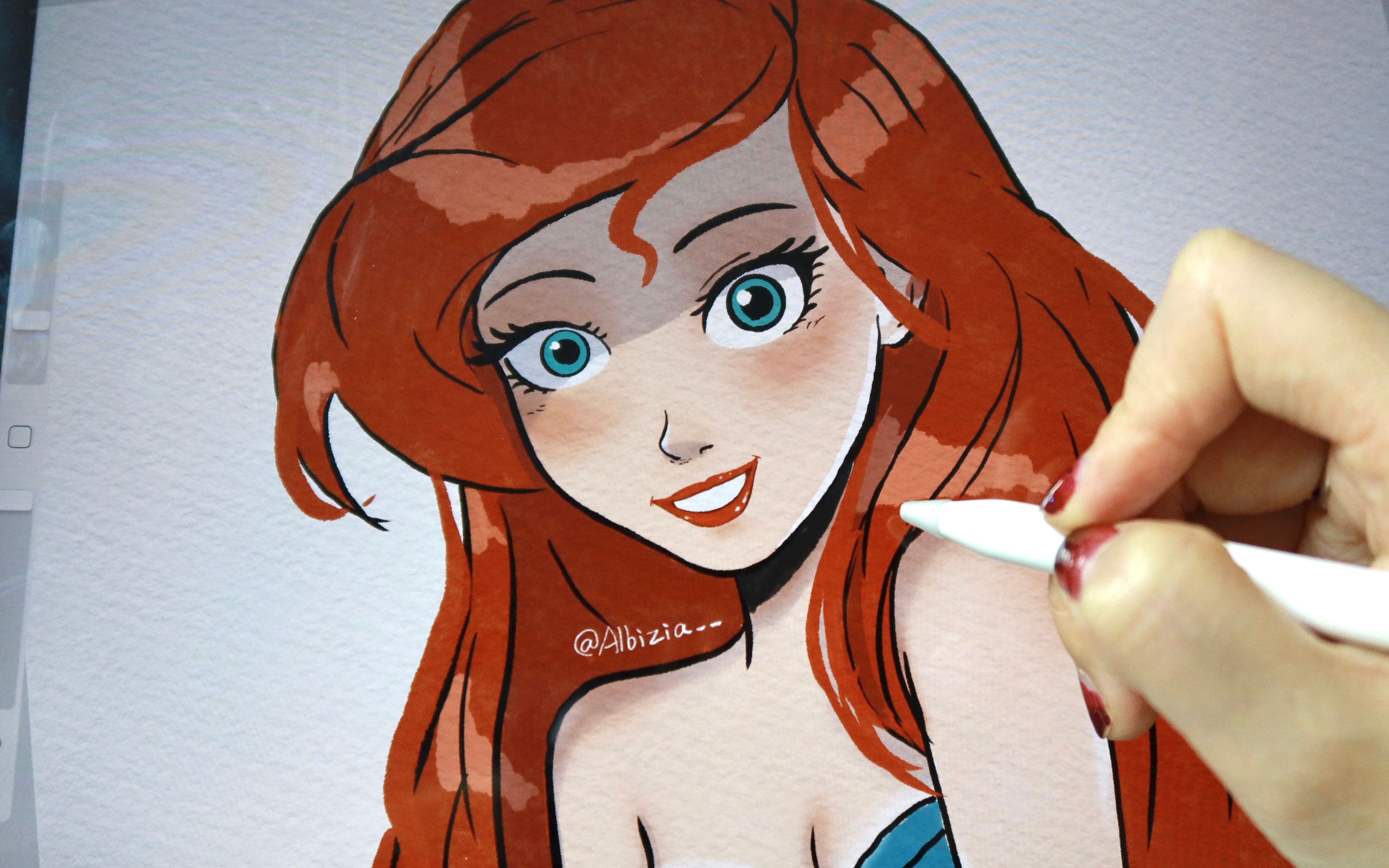 绘画过程/迪士尼公主ariel/ipad pro手绘/disney人物画像/经验分享