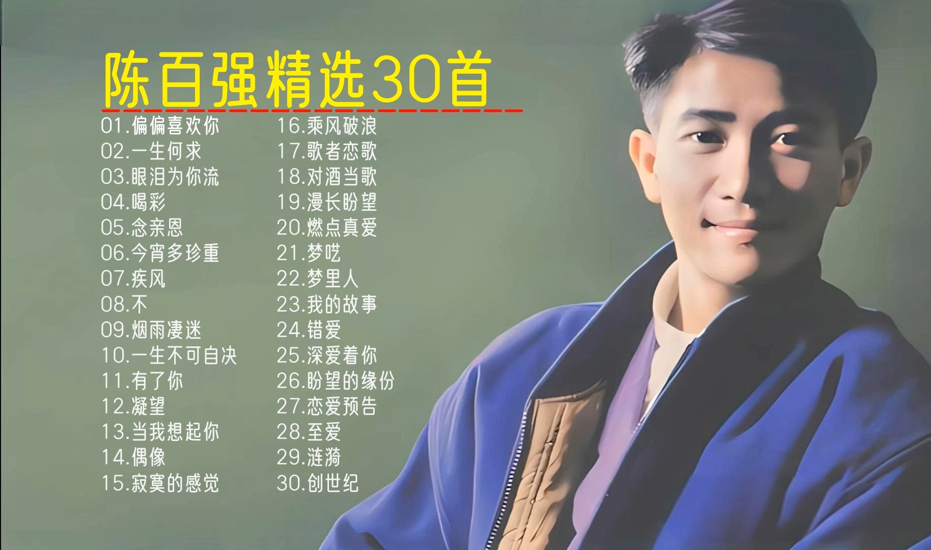 【陈百强】精选珍藏耳熟能详无损经典怀旧好听老歌宝藏音乐合集