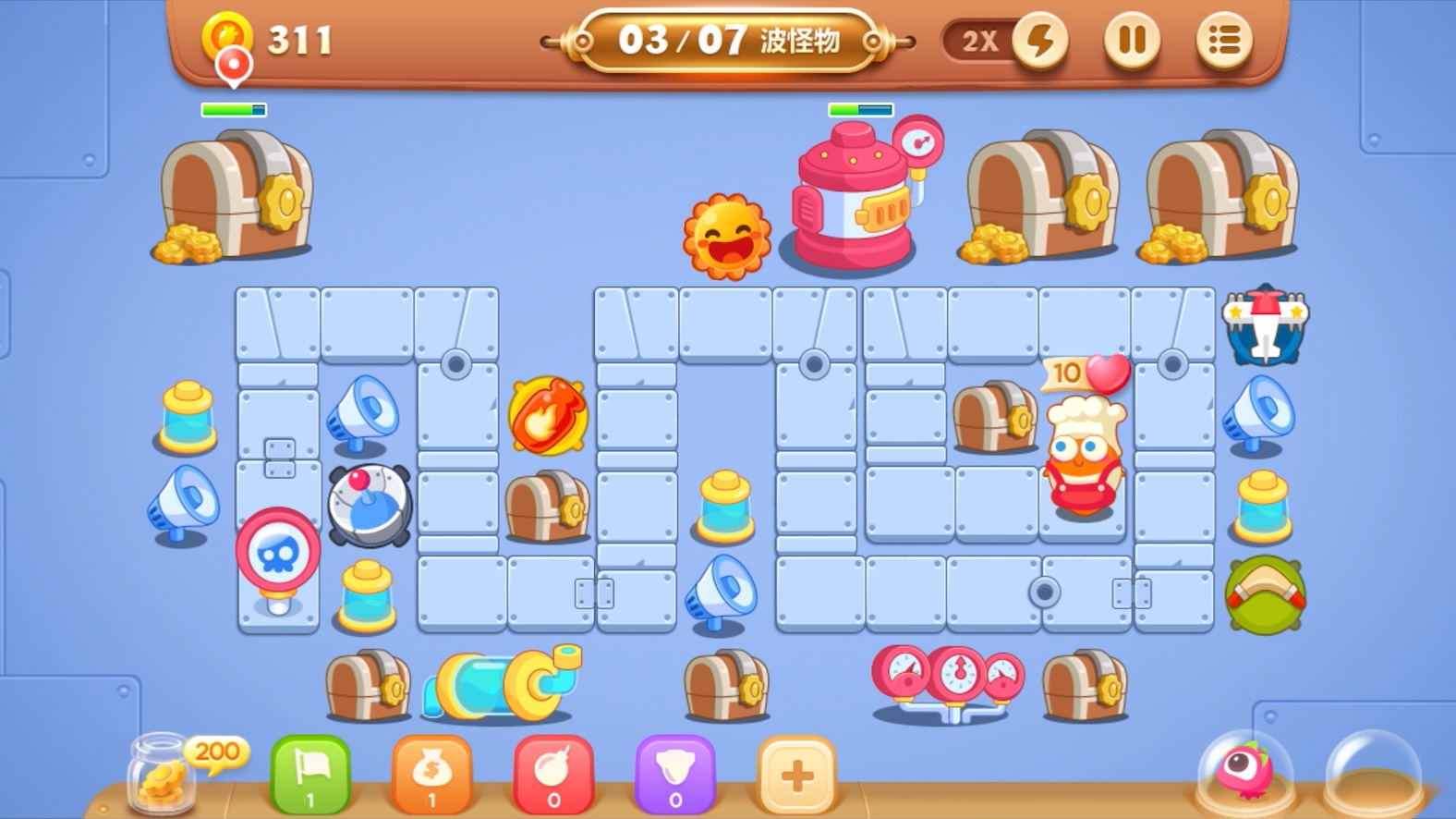 保卫萝卜3抢夺宝箱普通难度