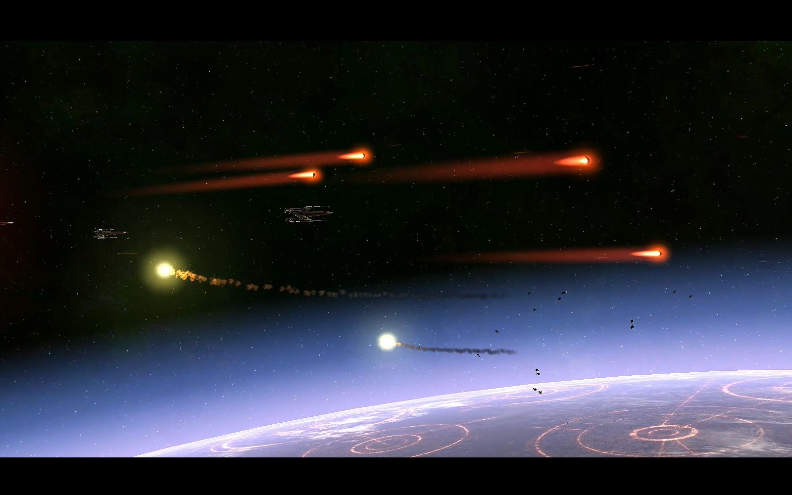 星球大战 帝国战争 x翼星际战斗机向sorannan级歼星舰发射质子鱼雷