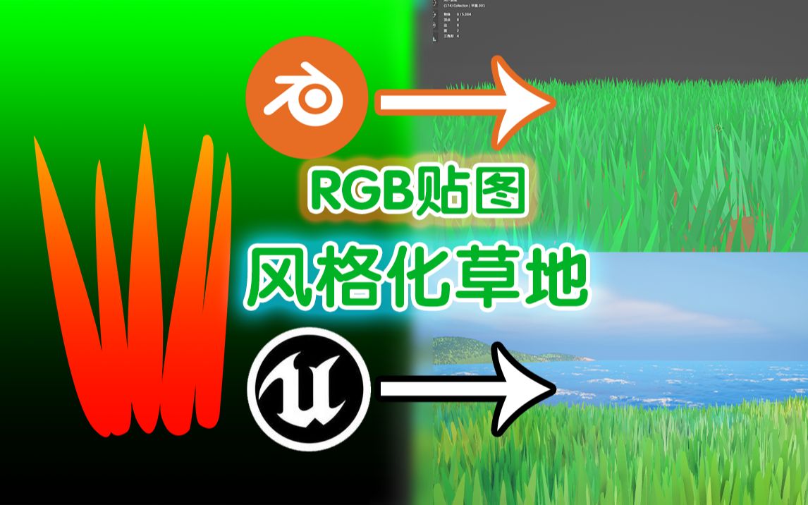 【Blender/UE】制作RGB通道贴图实现风格化草地哔哩哔哩bilibili