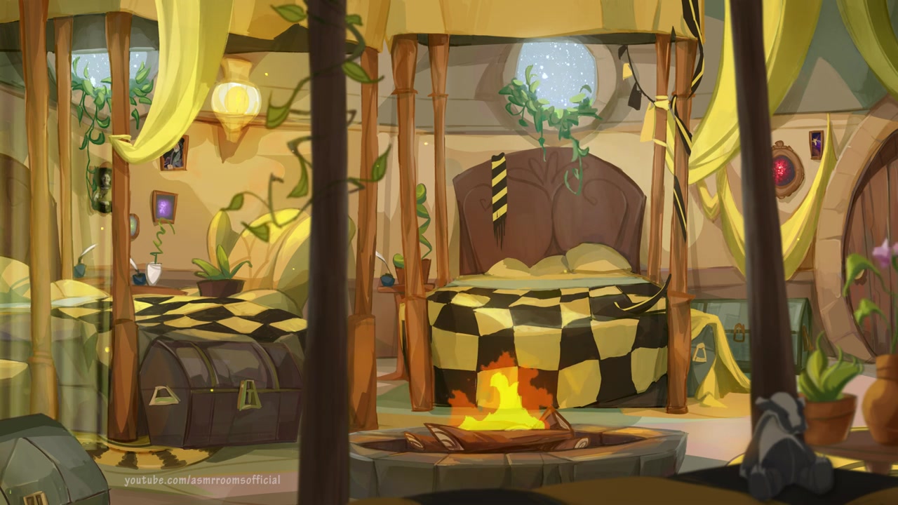 asmr rooms丨哈利波特白噪音丨赫奇帕奇宿舍 2018学年 hufflepuff