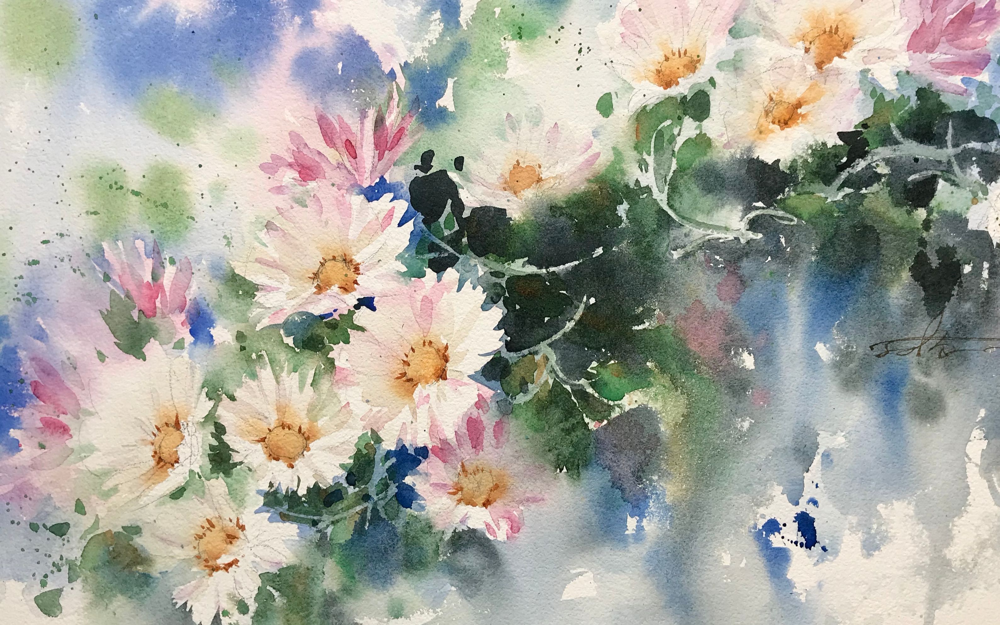 水彩森活团练课···朵朵菊花