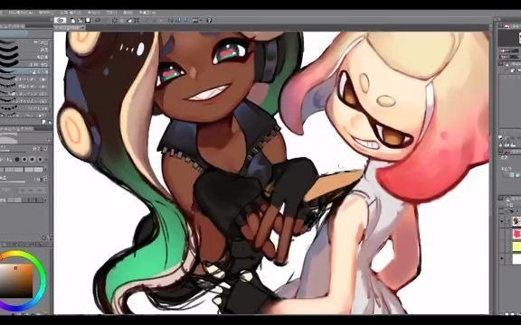 【板绘】韩国画师 kuroxpeng 喷射战士marina &; pearl (speedpaint)