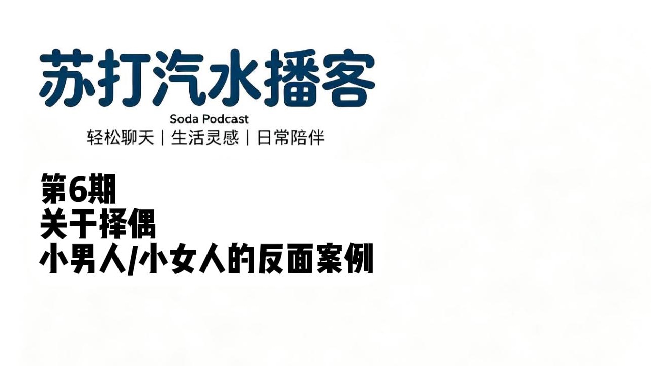 苏打汽水播客-6期，关于择偶，小男人/小女人的反面案例