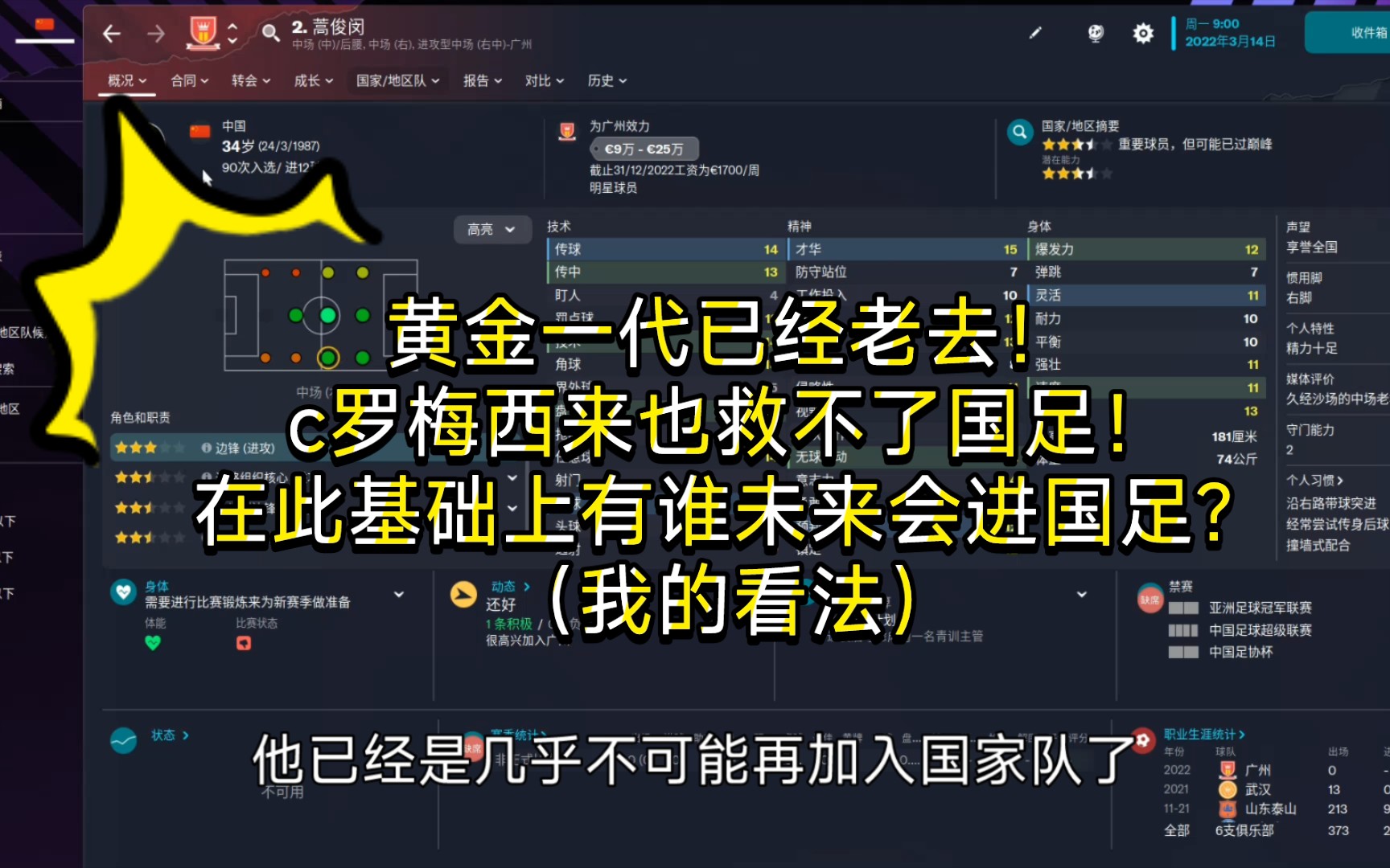 [国足吧杂谈:梅西c罗来也救不了国足]我个人认为/推荐,未来会进国家队的新人