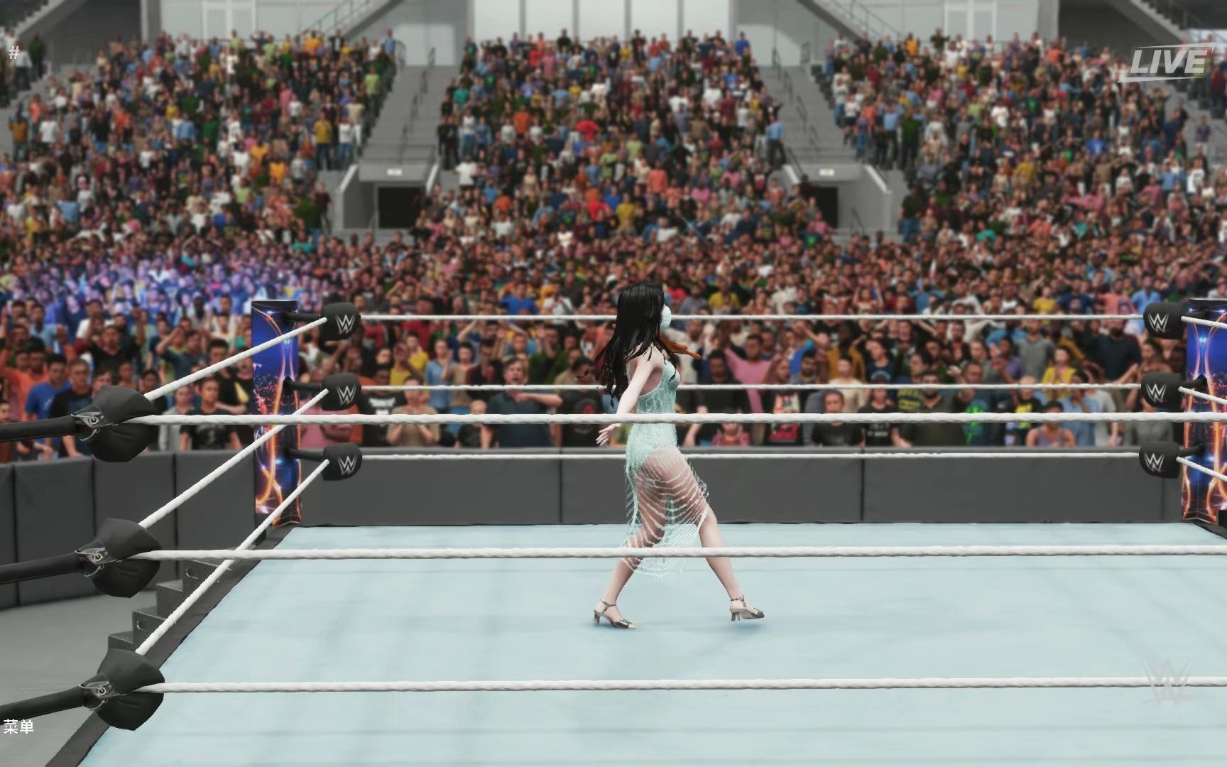 [图]【WWE 2K19】 巨石强森 VS 吴宣仪 【极限法则三局两胜】