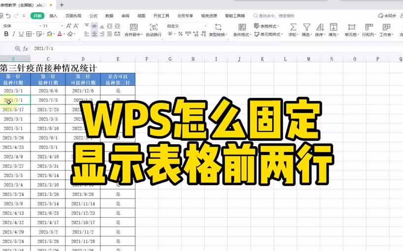 WPS怎么固定显示表格前两行哔哩哔哩bilibili